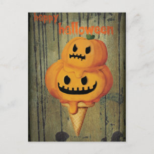 Halloween Pumpkin Ice Cream Cone Vykort