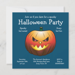 Halloween Pumpkin-inbjudande, platta kort