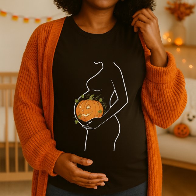 Halloween Pumpkin Inside Belly Pregant T Shirt (Skapare uppladdad)