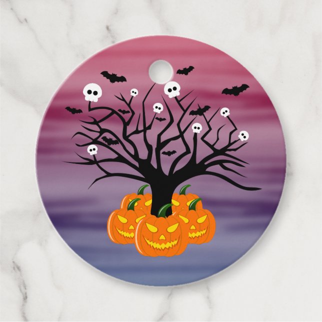 Halloween Pumpkin Jack o’ Lantern Dead Träd Gåvor Etiketter (Framsida)