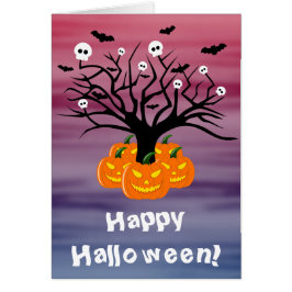 Halloween Pumpkin Jack o’ Lantern Dead Träd Hälsningskort