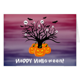 Halloween Pumpkin Jack o’ Lantern Dead Träd Hälsningskort