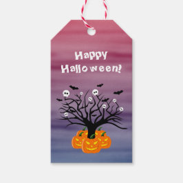 Halloween Pumpkin Jack o’ Lantern Dead Träd Presentetikett
