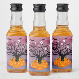 Halloween Pumpkin Jack o’ Lantern Dead Träd Spritflaskor Etikett