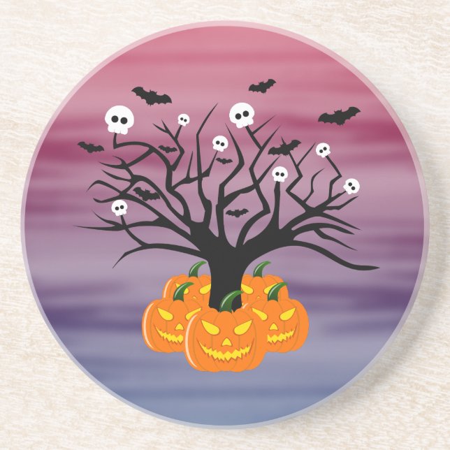 Halloween Pumpkin Jack o’ Lantern Dead Träd Underlägg (Framsidan)