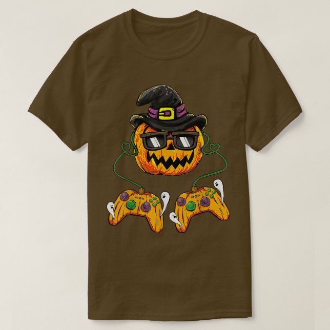 Halloween Pumpkin Jack o lantern Gamer Kids Boys M T Shirt (Design framsida)