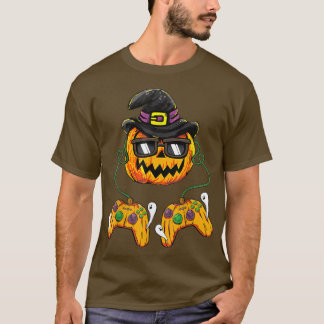 Halloween Pumpkin Jack o lantern Gamer Kids Boys M T Shirt