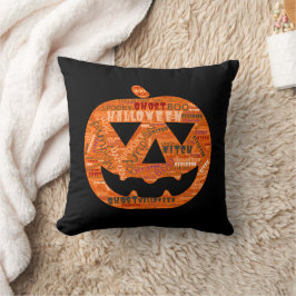 Halloween Pumpkin Jack-o'-Lantern Ord Cloud Black Kudde