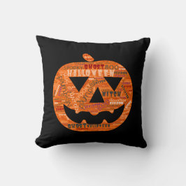 Halloween Pumpkin Jack-o'-Lantern Ord Cloud Black Kudde