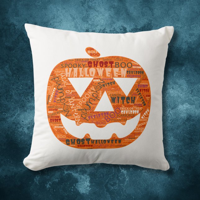 Halloween Pumpkin Jack-o'-Lantern Ord Cloud Kudde (Skapare uppladdad)