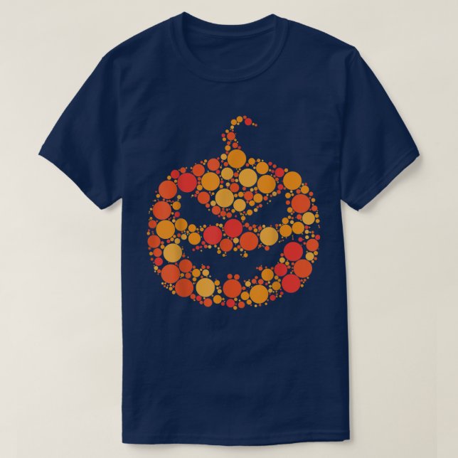 Halloween Pumpkin Jack o lantern Polka Dot T Shirt (Design framsida)