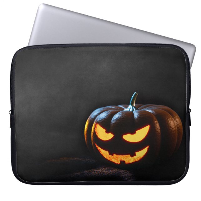 Halloween Pumpkin Jack-O-Lantern Spooky Laptop Sleeve (Framsidan)
