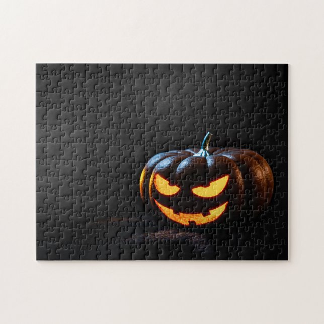 Halloween Pumpkin Jack-O-Lantern Spooky Pussel (Horisontell)