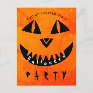 Halloween Pumpkin Jack O'Lantern Spooky Party Inbjudan Vykort
