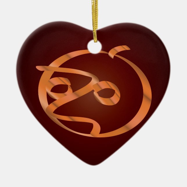 Halloween pumpkin julgransprydnad keramik (Framsidan)