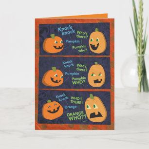 Halloween Pumpkin Knock-Knock Joke Kort