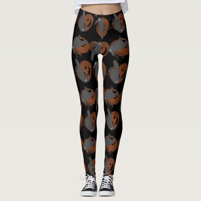 halloween pumpkin-kråkor leggings (Framsida)