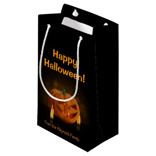 Halloween Pumpkin Lantern med ljus (Framsidan Vinklad)
