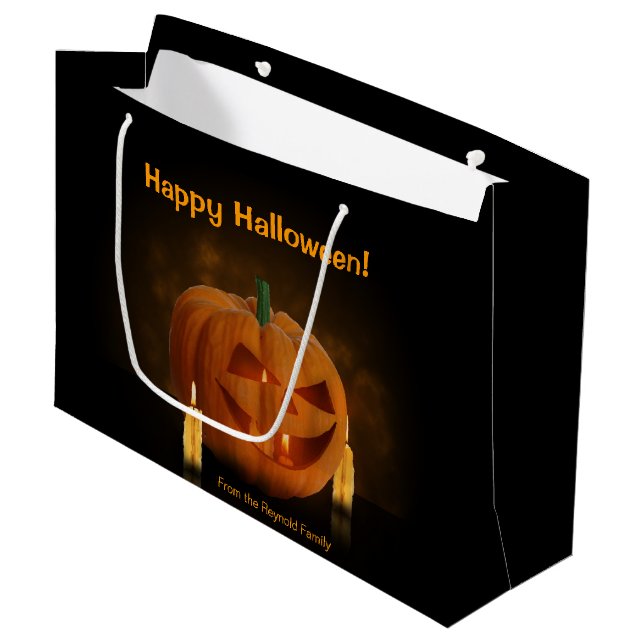 Halloween Pumpkin Lantern med ljus (Framsidan Vinklad)