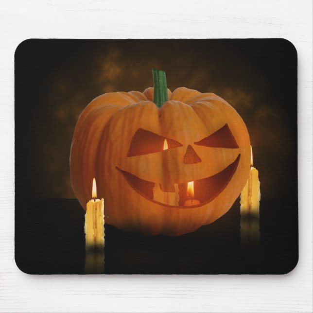 Halloween Pumpkin Lantern med ljus Musmatta (Framsidan)