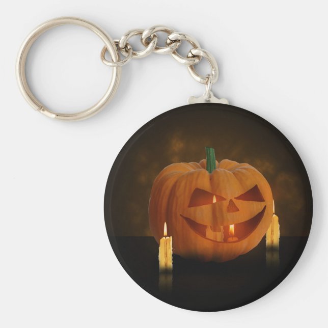 Halloween Pumpkin Lantern med ljus Nyckelring (Framsidan)