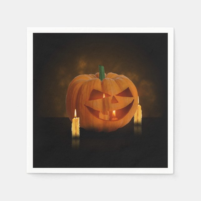 Halloween Pumpkin Lantern med ljus Pappersservett (Framsidan)