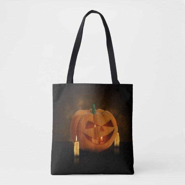 Halloween Pumpkin Lantern med ljus Tygkasse (Framsida)