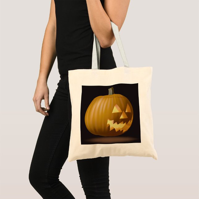 Halloween Pumpkin Lantern Tote Bag Tygkasse (Skapare uppladdad)