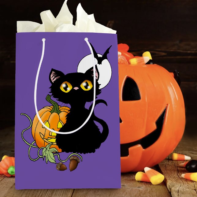 Halloween Pumpkin Lila Black Cat (Skapare uppladdad)