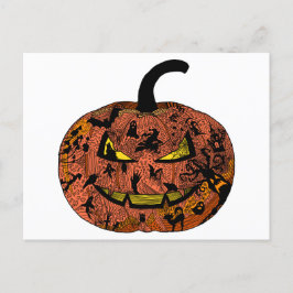 Halloween Pumpkin Line Art Vykort
