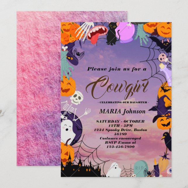 Halloween Pumpkin Little Boo Baby Shower-inbjudan Inbjudningar (Fram/baksida)