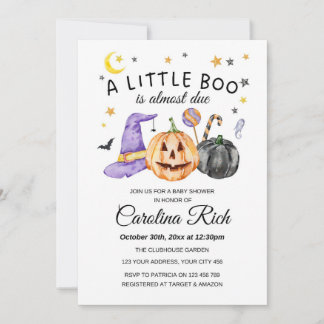 Halloween Pumpkin Little Boo Baby Shower Inbjudningar