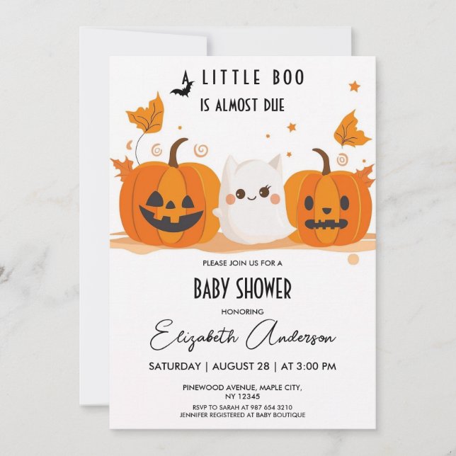 Halloween Pumpkin Little Boo Baby Shower Inbjudningar (Framsida)