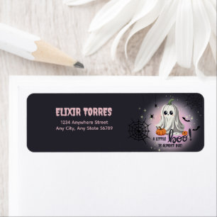 Halloween Pumpkin Little Boo Baby Shower Returadress Etikett