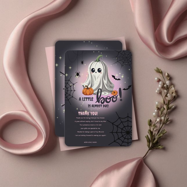 Halloween Pumpkin Little Boo Baby Shower Tack Kort (Skapare uppladdad)
