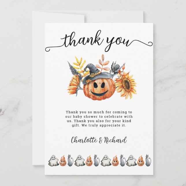 Halloween Pumpkin Little Boo Baby - tackkort Inbjudningar (Framsida)