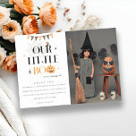 Halloween Pumpkin Little Boo Kids Photo Birthday Tack Kort<br><div class="desc">Om du behöver ytterligare anpassningar kan du kontakta mig på yellowfebstudio@gmail.com.</div>