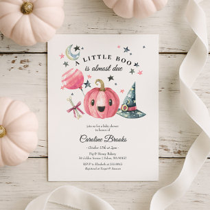 Halloween Pumpkin Little Boo Rosa Baby Shower Inbjudningar