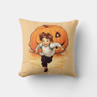Halloween Pumpkin, Lycklig Young Boy Kudde