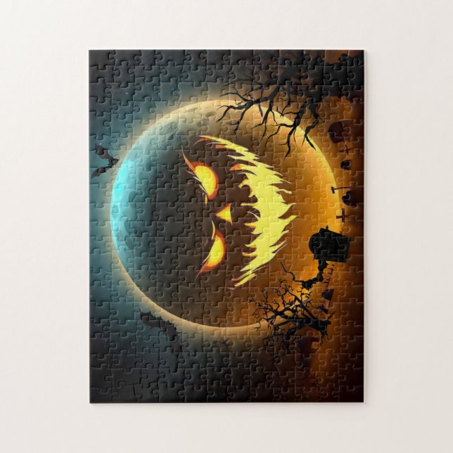 Halloween/pumpkin/måne/fall Pussel (Vertikal)
