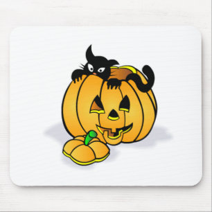 Halloween Pumpkin med Black Cat Musmatta