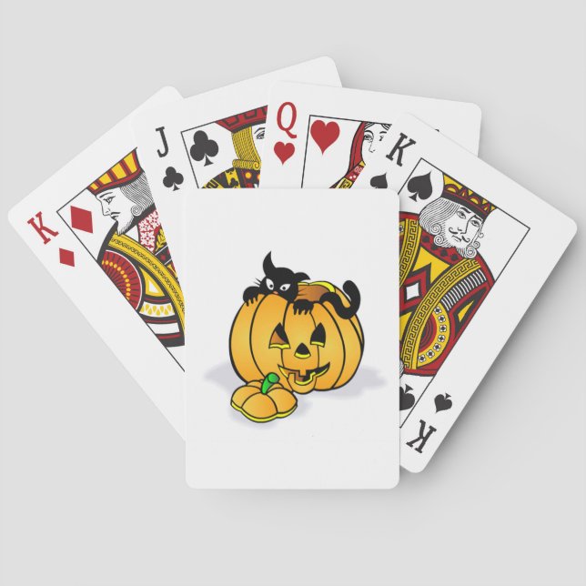Halloween Pumpkin med Black Cat Spelkort (Baksidan)