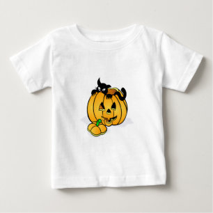 Halloween Pumpkin med Black Cat T Shirt