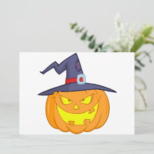 Halloween-Pumpkin med en Witch Hat-inbjudan Inbjudningar