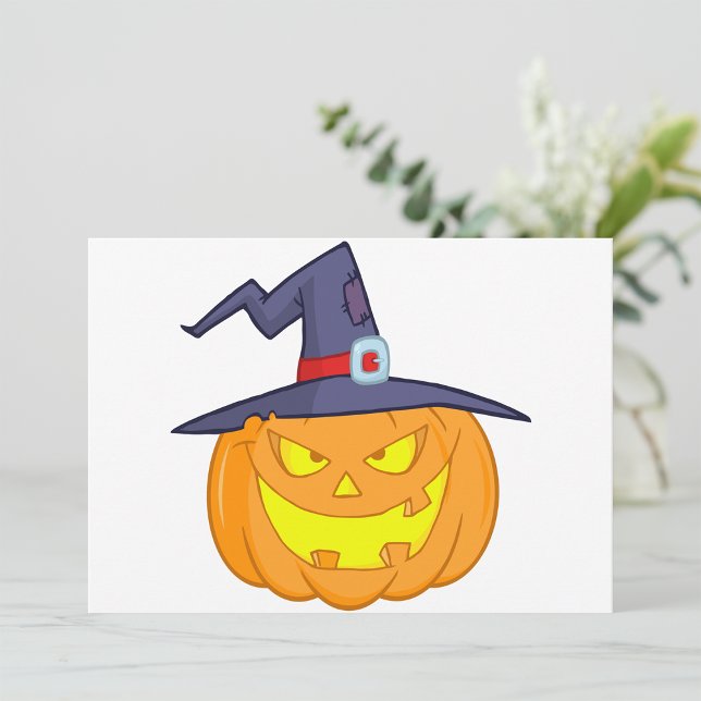 Halloween-Pumpkin med en Witch Hat-inbjudan Inbjudningar (Skapare uppladdad)