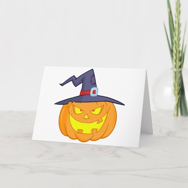 Halloween-Pumpkin med ett giffelkort Kort (Skapare uppladdad)