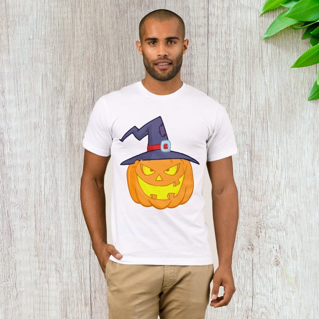 Halloween-Pumpkin med ett Witch Hat Manar T-Shirt (Skapare uppladdad)