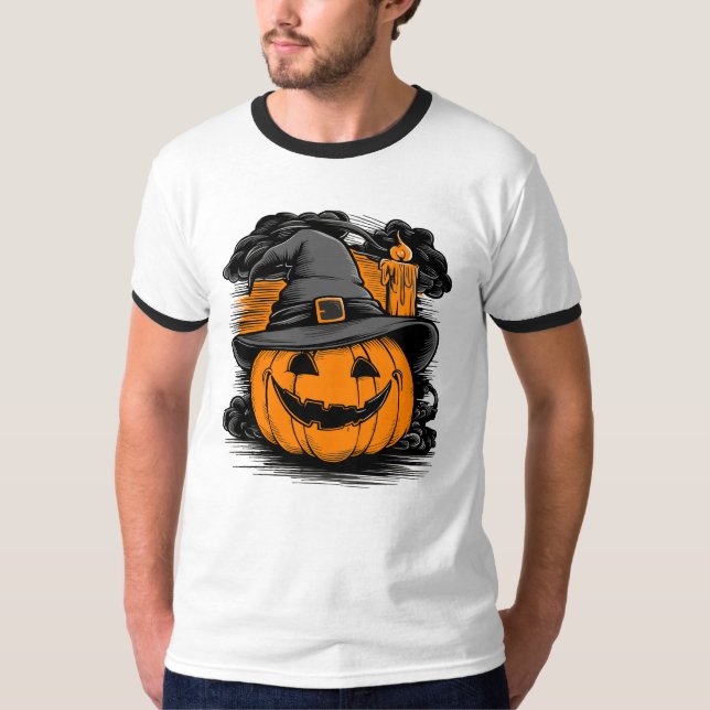 Halloween Pumpkin med hatt, Manar T Shirt (Framsida)