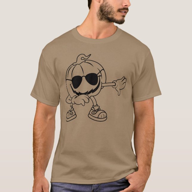 Halloween Pumpkin med Sunglass Funny Halloween Pu T Shirt (Framsida)