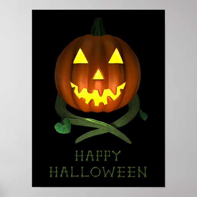 Halloween Pumpkin med Vines Poster (Framsidan)